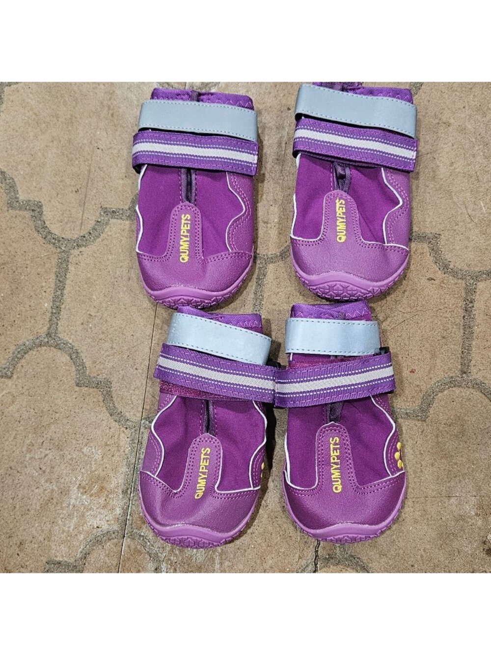 Qumy Purple Dog Boots Size 6  Reflective Straps Non-Slip Sole Outdoor Adventures